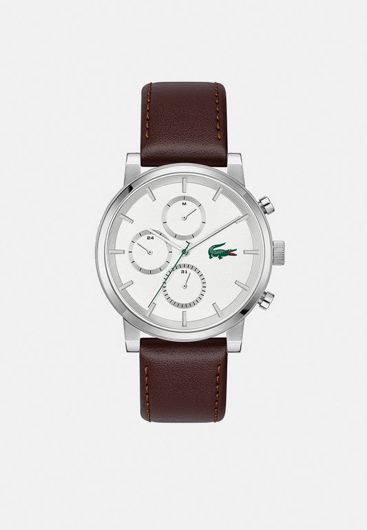 LACOSTE 2011486 BROWN LEATHER BAND WHITE DIAL  FOR MEN