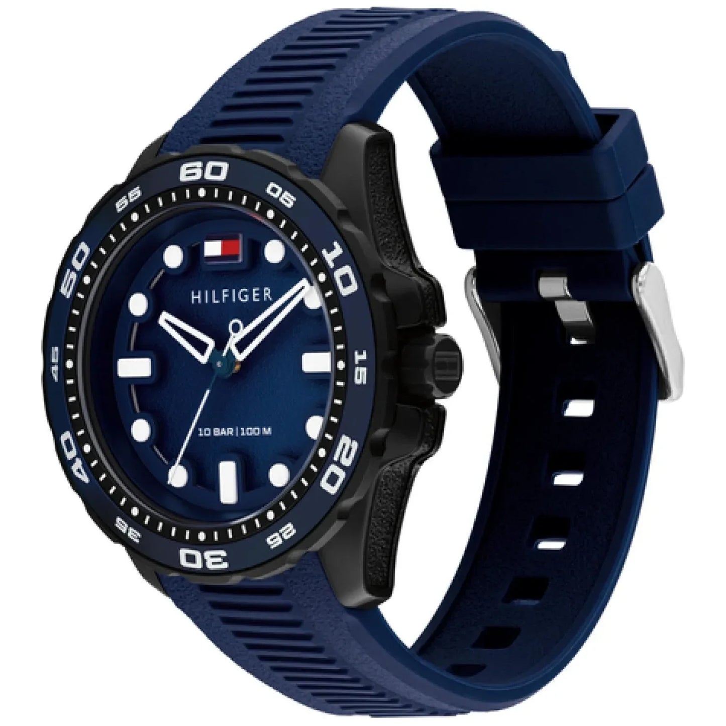TOMMY HILFIGER 1792265 NAVY BLUE RUBBER BAND BLACK DIAL FOR MEN