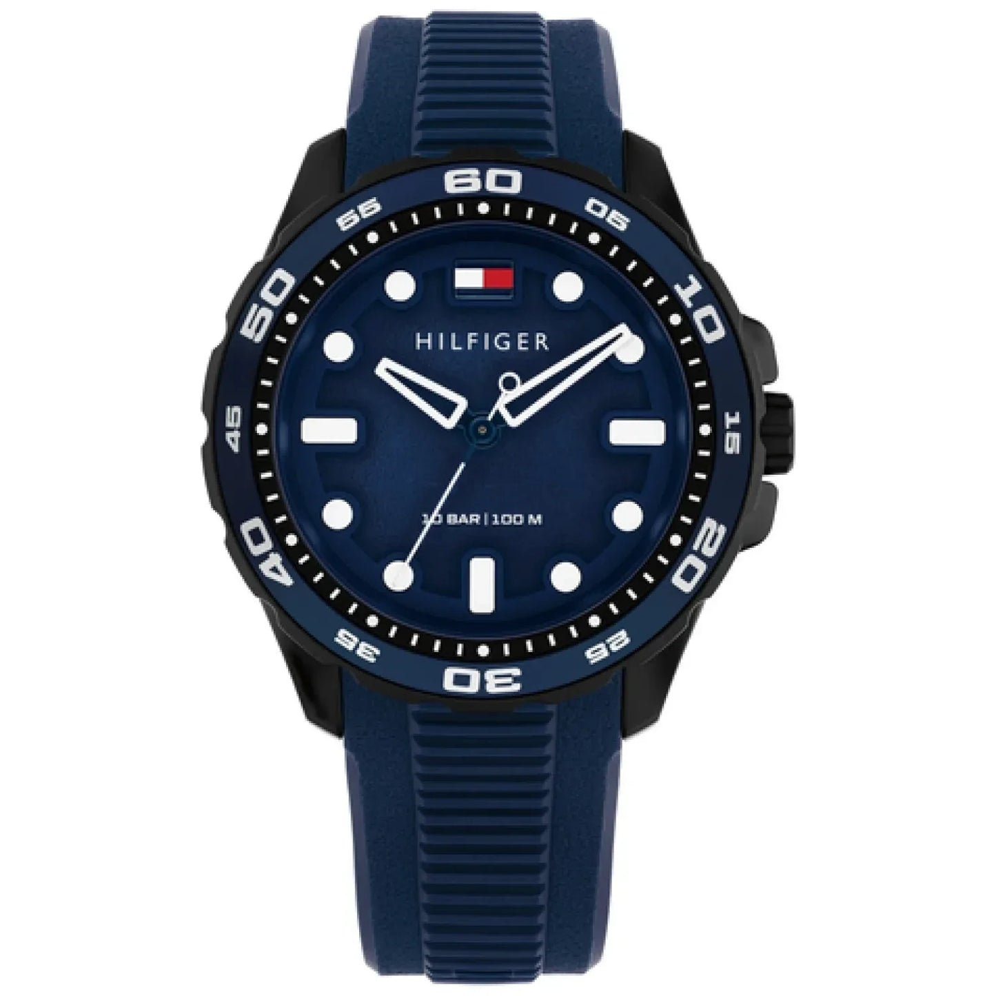TOMMY HILFIGER 1792265 NAVY BLUE RUBBER BAND BLACK DIAL FOR MEN