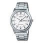 Casio MTP-V006D-7B2 Men's Stainless Steel Easy Reader White Dial Day Date Analog Dress Watch