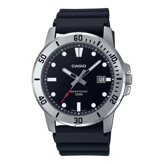 Casio MTP-VD01-1E Black Rubber Black Dial For Men