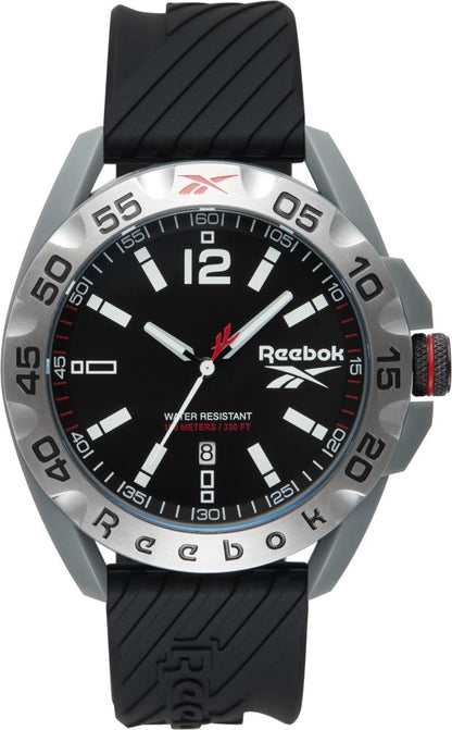 Reebok RV-EMB-G3-PAIB-BW Black Rubber Band Black Dial For Men