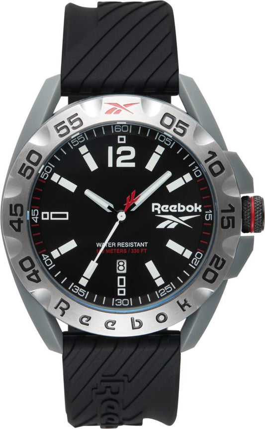 Reebok RV-EMB-G3-PAIB-BW Black Rubber Band Black Dial For Men