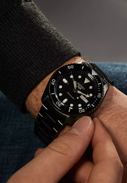 SEIKO SRPD65K1 BLACK STEEL BAND BLACK DIAL FOR MEN