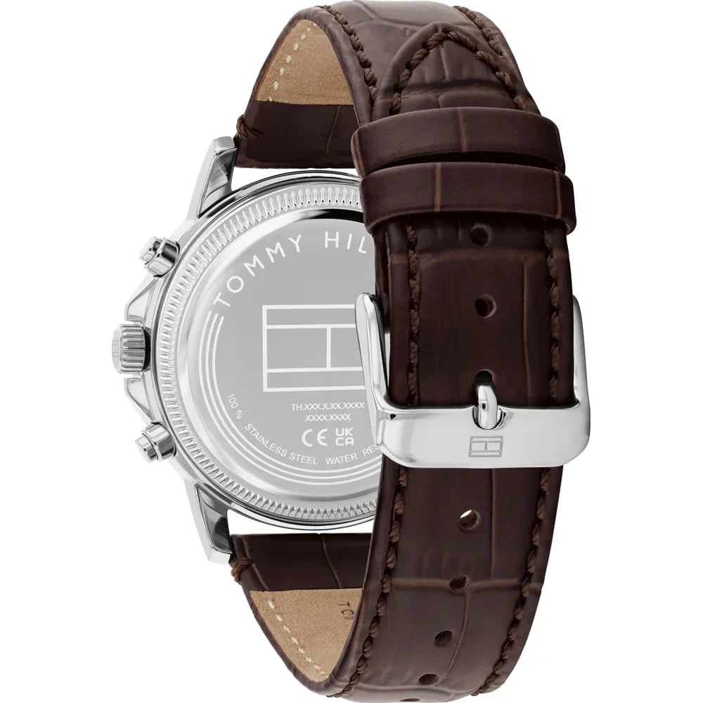 TOMMY HILFIGER 1710746 BROWN LEATHER BAND WHITE DIAL FOR MEN
