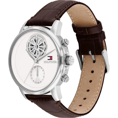 TOMMY HILFIGER 1710746 BROWN LEATHER BAND WHITE DIAL FOR MEN
