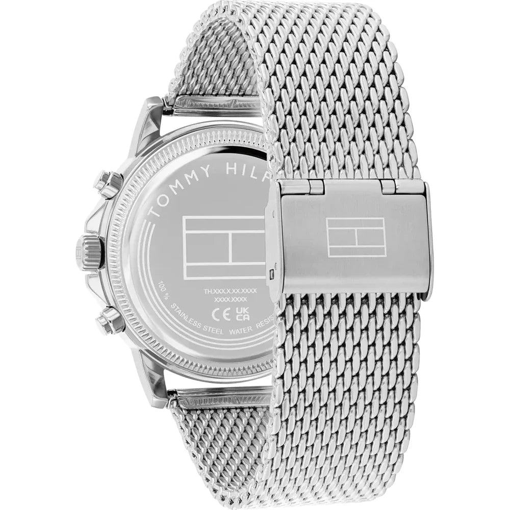 TOMMY HILFIGER 1710749 SILVER STEEL BAND BLACK DIAL  FOR MEN