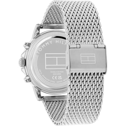 TOMMY HILFIGER 1710749 SILVER STEEL BAND BLACK DIAL  FOR MEN