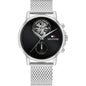 TOMMY HILFIGER 1710749 SILVER STEEL BAND BLACK DIAL  FOR MEN