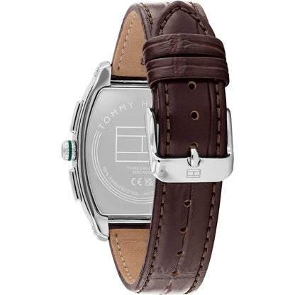 TOMMY HILFIGER 1710762 BROWN LEATHER BAND GREEN DIAL FOR MEN