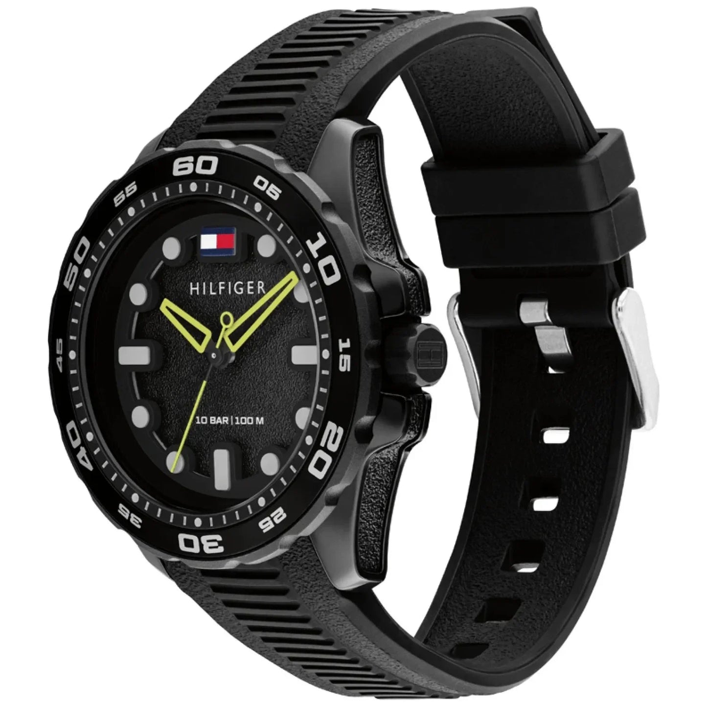 TOMMY HILFIGER 1792266 BLACK RUBBER BAND BLACK DIAL FOR MEN