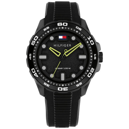 TOMMY HILFIGER 1792266 BLACK RUBBER BAND BLACK DIAL FOR MEN